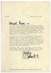 Cary Grant Letter Signed ''Cary (Grant).'' to Moe Howard From 1972 -- Grant Sends a Very Charming Thank You Letter to Moe for a Gift -- 7.25'' x 10.5'' Letter on Grant's Stationery Is Near Fine